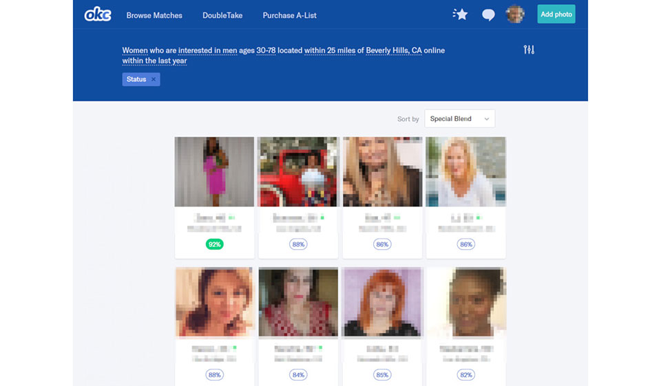OkCupid Dating Website Features