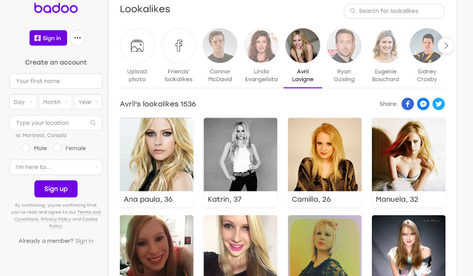 Badoo dating website features