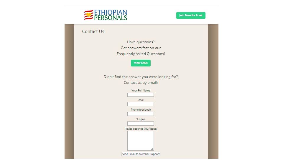 EthiopianPersonals dating website features
